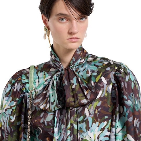 Robe en twill de soie imprimé
