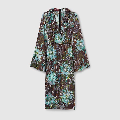 Robe en twill de soie imprimé