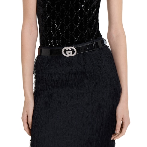 Fringed fil coupé fabric skirt