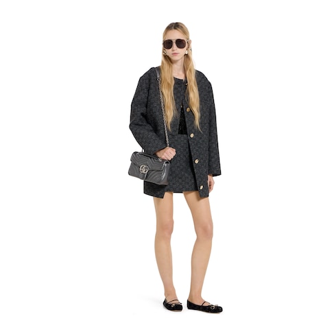 Jupe en tweed de laine boutonnée GG