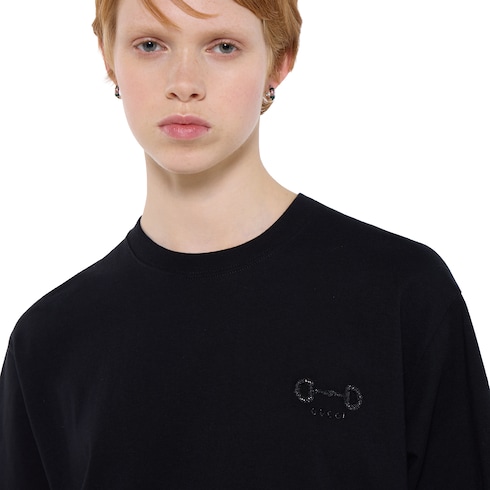 Cotton jersey T-shirt with embroidery