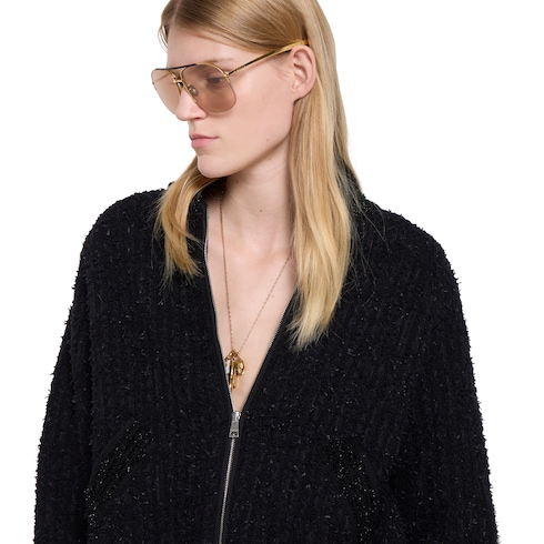 Veste en laine bouclée lamée noire