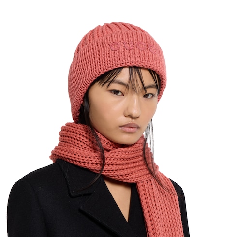 Cappello in lana cashmere con ricamo