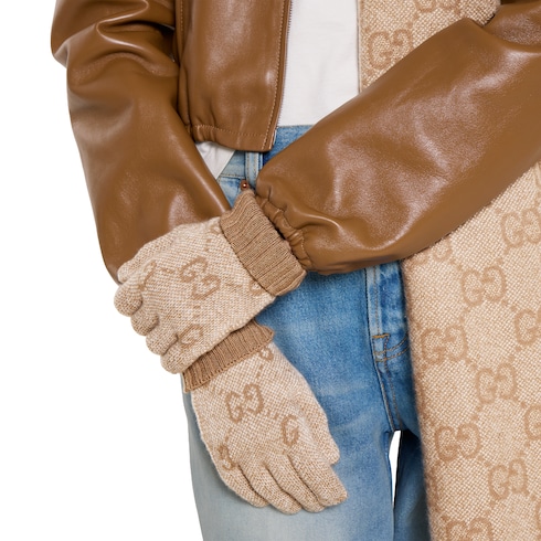 Guante de lamé de cashmere con GG