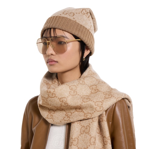 Bufanda de lamé de cashmere con GG