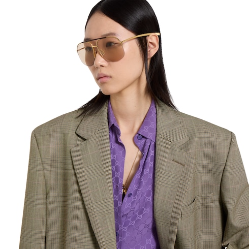 Camisa oversize de jacquard de seda con GG