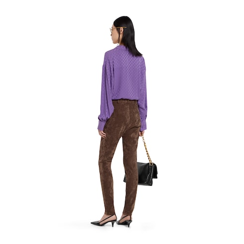 Camisa oversize de jacquard de seda con GG