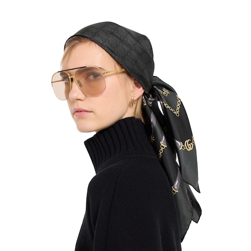 Pañuelo cuadrado jacquard seda estampado GG