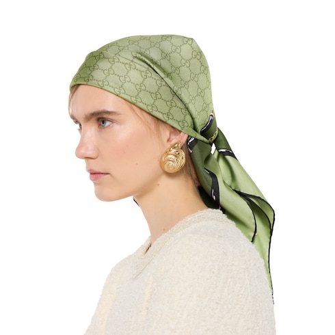 Pañuelo cuadrado jacquard seda estampado GG