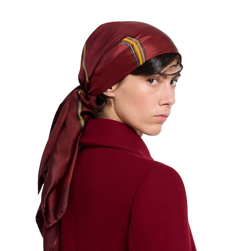 Pañuelo cuadrado jacquard seda estampado GG