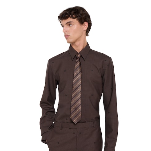 ربطة عنق من جاكارد حرير بنقش Horsebit مائل