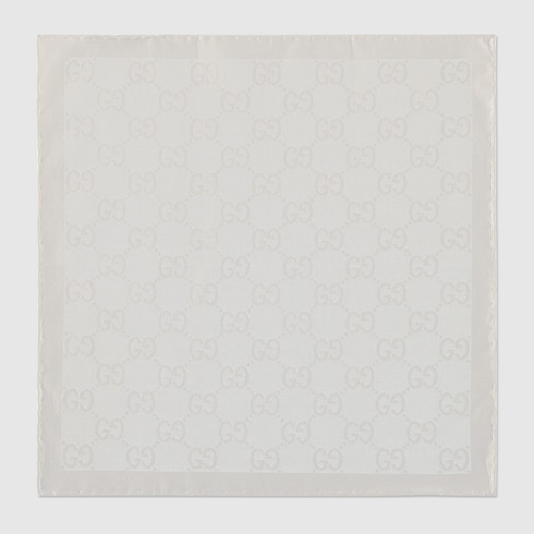 Carré de poche en soie et coton GG