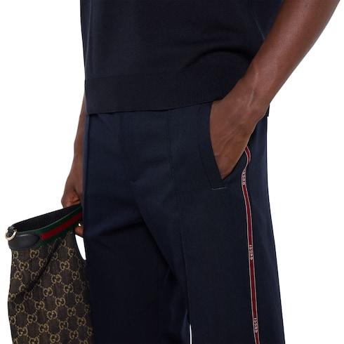 Pantalon décontracté en coton à liseré