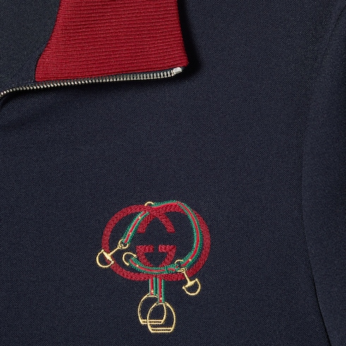 Veste zippée en jersey technique avec broderie