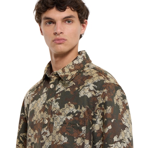 GG marbled cotton denim jacquard shirt