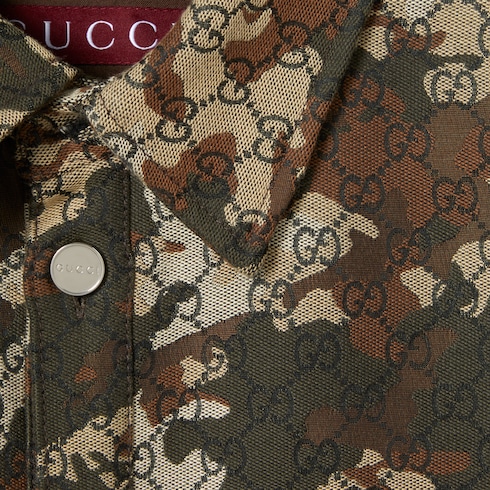 GG marbled cotton denim jacquard shirt