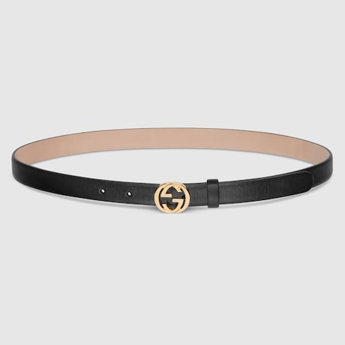 Thin belt with Interlocking G buckle