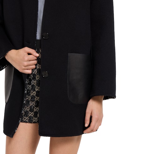 Reversible silk wool coat