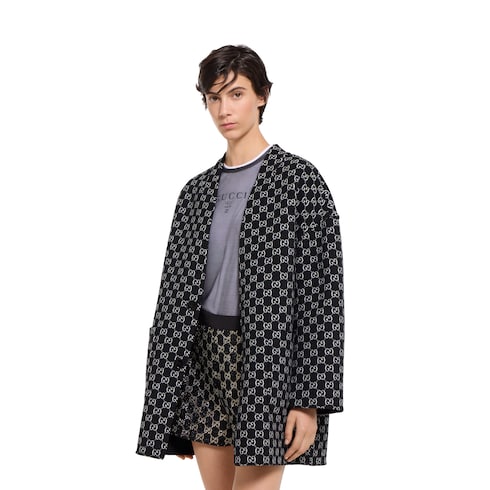 Manteau réversible en laine et soie