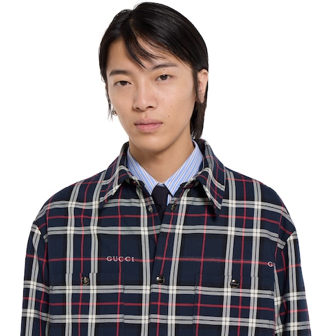 Tartan cotton jacquard padded shirt