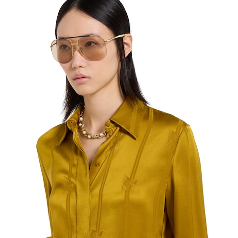 Camisa de jacquard de seda ecuestre