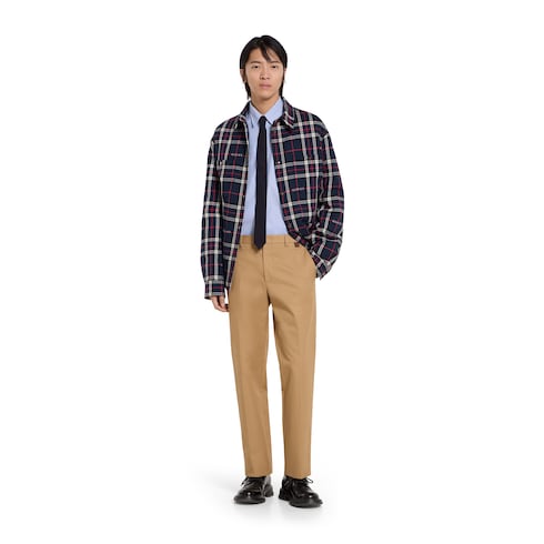 Pantalones de sarga de algodón con detalle de tribanda Web