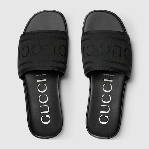 Sandalo slider uomo con logo tono su tono