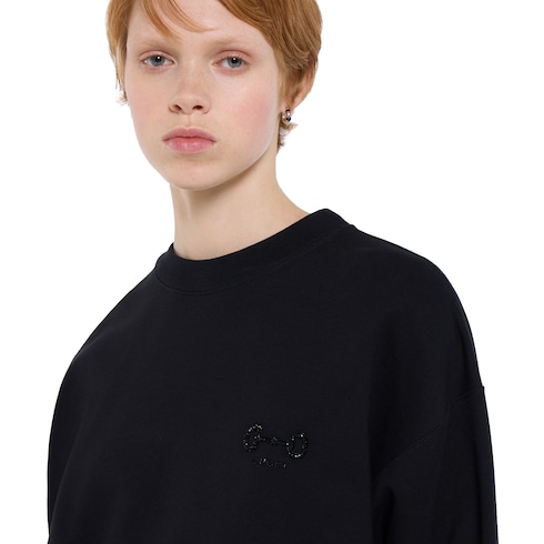 Sweat-shirt en jersey de coton avec broderie