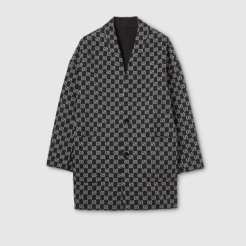 Reversible silk wool coat