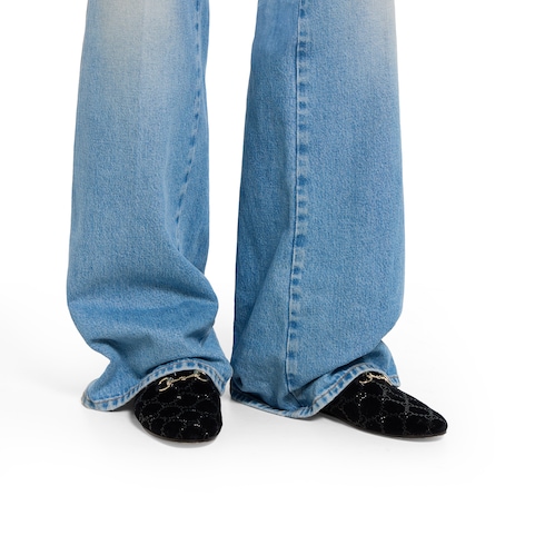 饰马衔扣女士GG水晶穆勒鞋