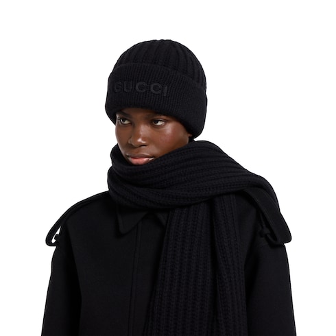 Cappello in lana cashmere con ricamo