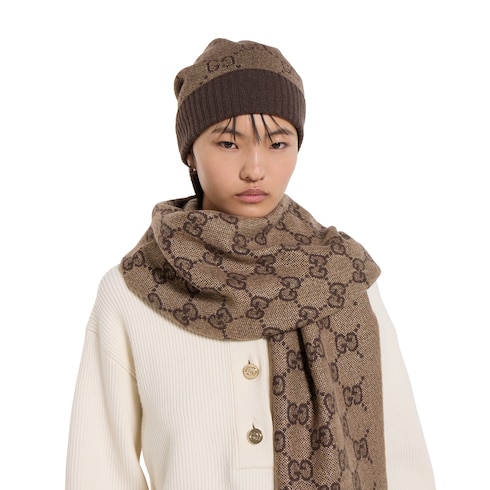 Cappello in cashmere GG lamé