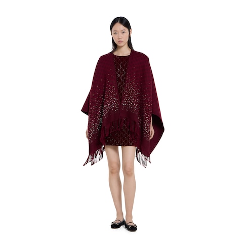 GG wool cape with crystals