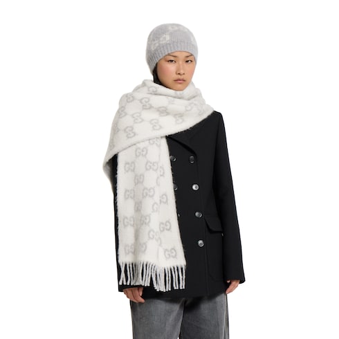 Sciarpa in misto alpaca e lana GG