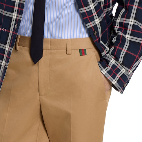 Pantalon en twill de coton avec détail bande Web