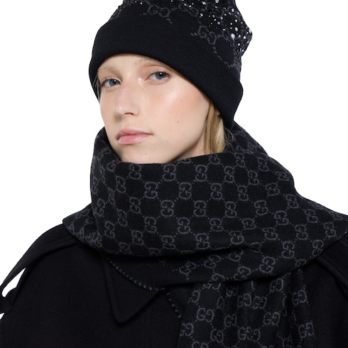 GG wool scarf with crystals