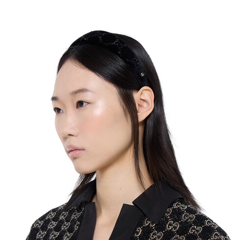 Haarreif aus weichem Samt mit Kristallen