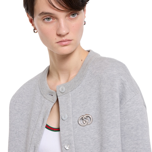 Spilla Interlocking G con cristalli