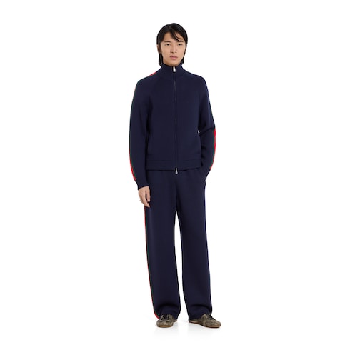 Stitch wool leisure trousers with Web