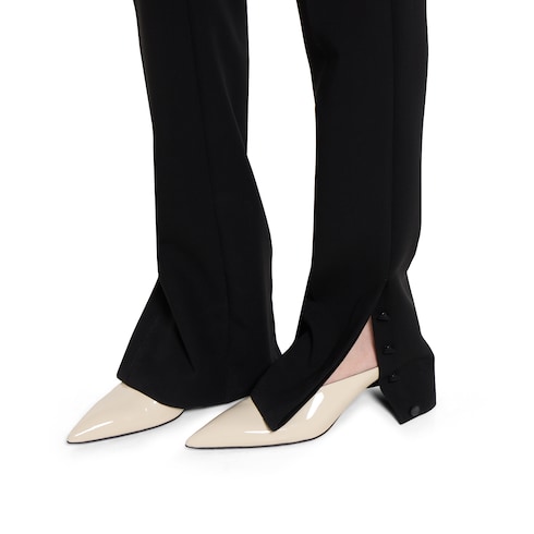 Pantalone in crêpe di lana con ricamo