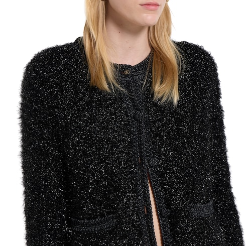 Cardigan aus glänzender, grober Wolle 