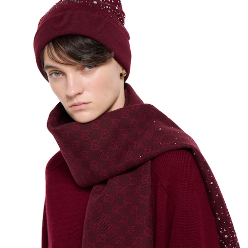 GG wool scarf with crystals