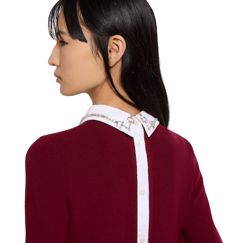 Pull en laine avec détail Mors en cristaux