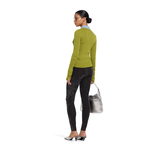 Rib cashmere silk top