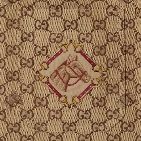 Jacke aus GG Baumwollcanvas- und Pferde-Jacquard 