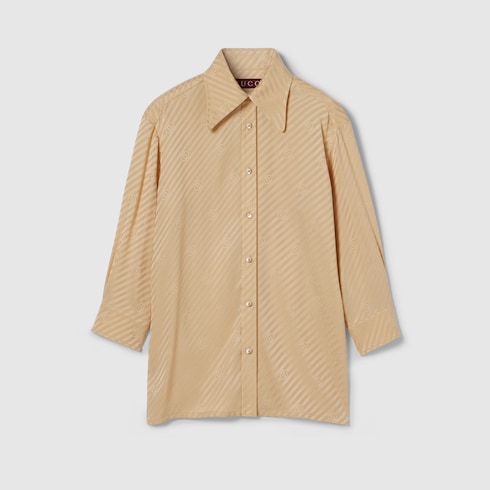 Chemise en jacquard de soie à motif GG en diagonale