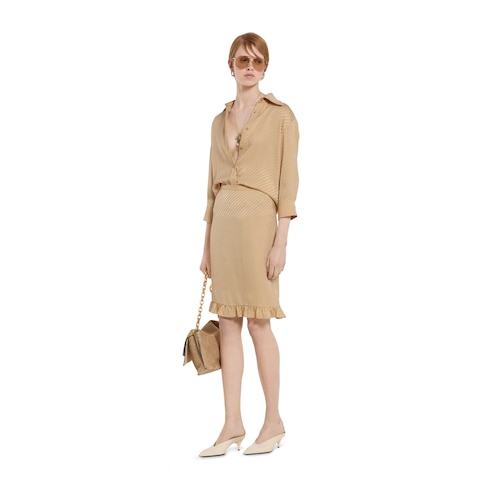 Camicia in seta jacquard con GG diagonale