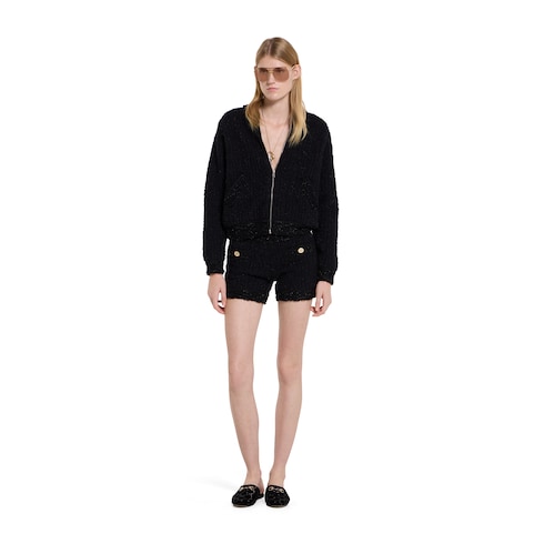 Jacke aus Woll-Lamé-Bouclé mit Reißverschluss