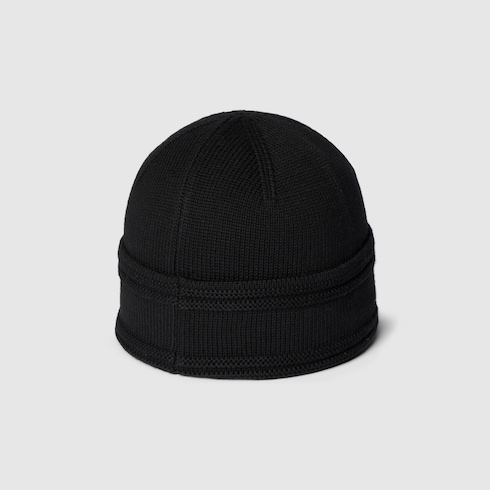 Knit wool hat with Gucci logo