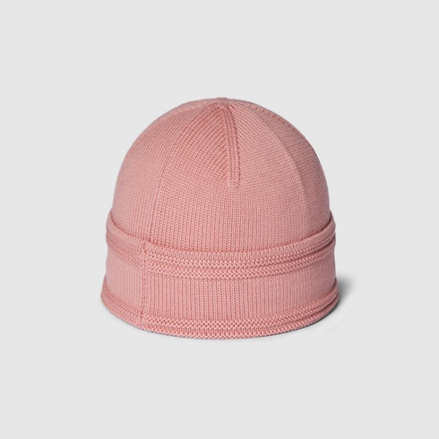 Knit wool hat with Gucci logo
